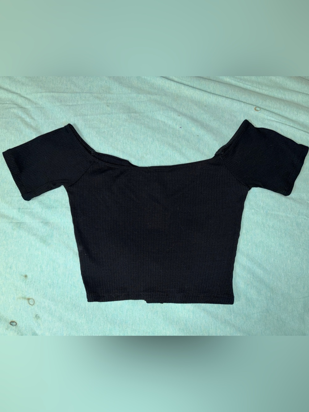 *BRAND NEW* Fashion Nova Women’s Medium Short Sleeve Black Crop Top - Picture 5 of 7